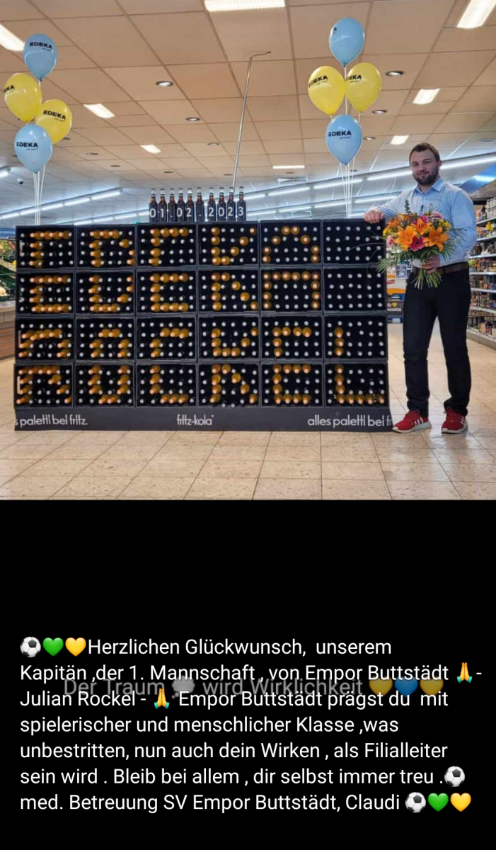 Glückwunsch unserem Kapitän Julian Rockel 🌻🙏🍀